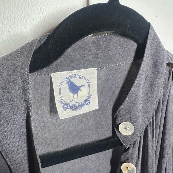 Robin Gray 100% Silk Crepe Button Front Dress Size 4 - Picture 2 of 10